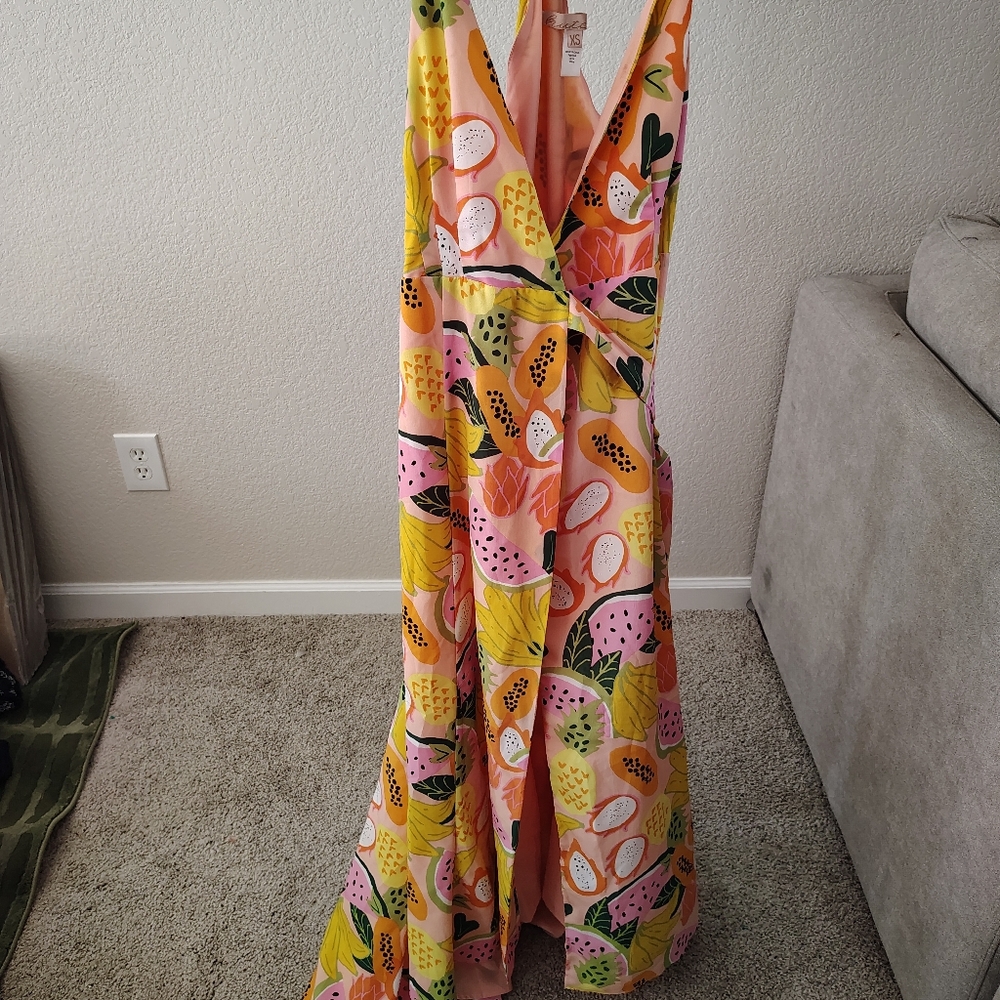 Anthropologie  Hutch  Fruit Print maxi WRAP DRESS Xs